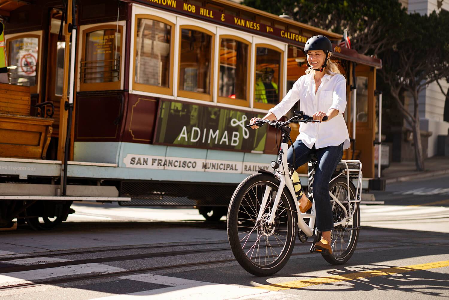 Riding electric bike in California