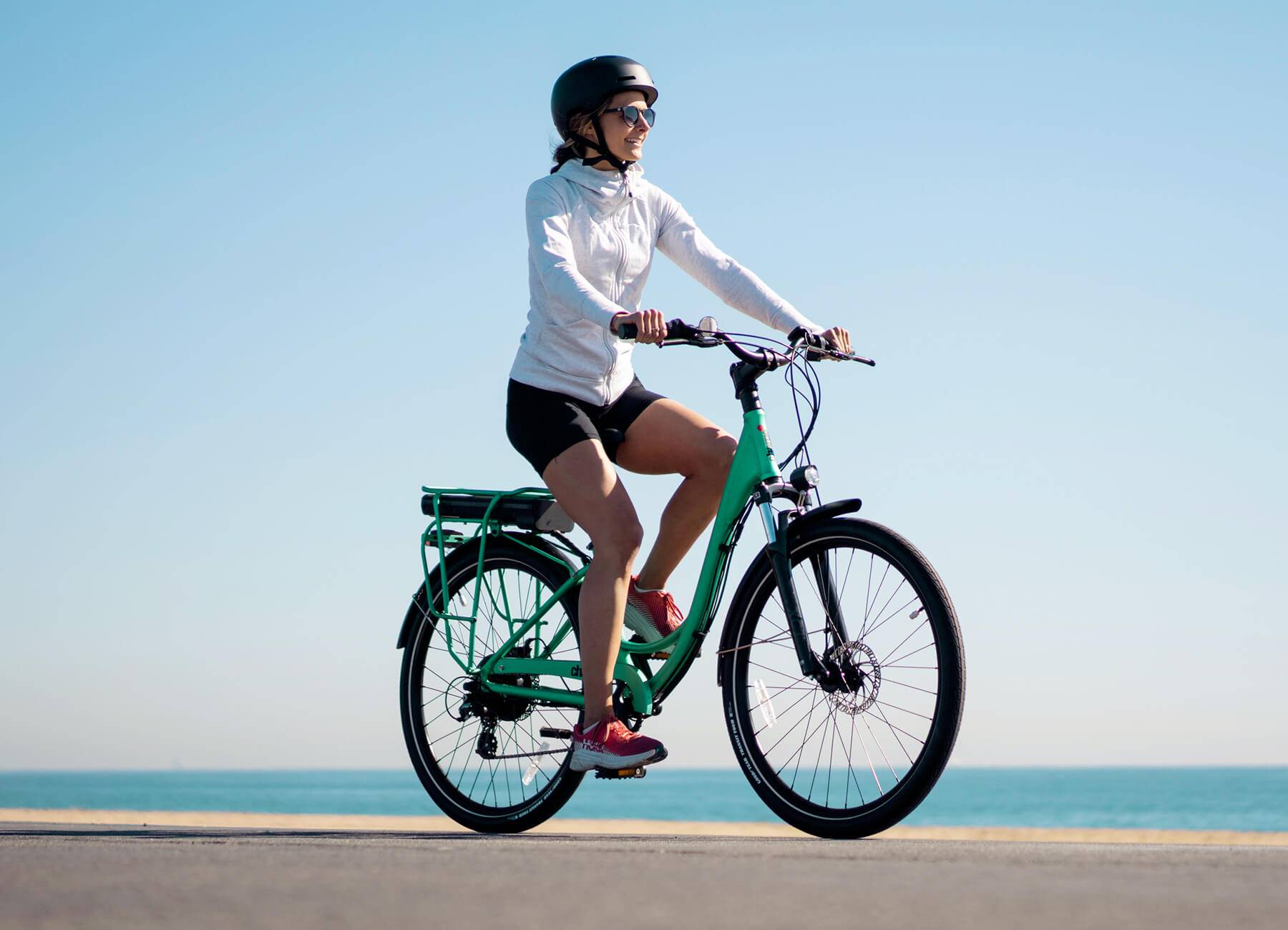 Riding electric bike in California