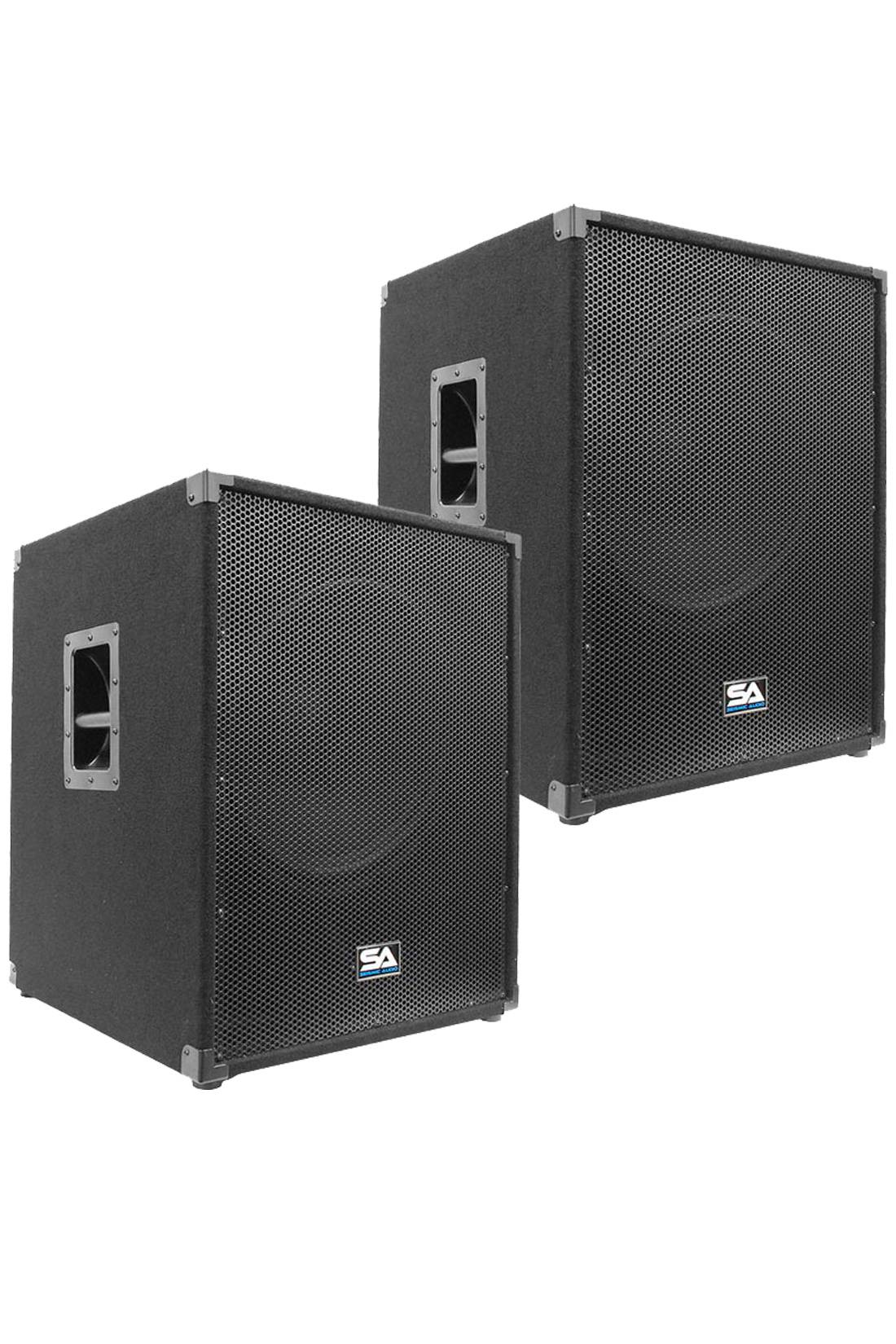 Pair of 18 Inch Subwoofer Bass Cabinets - 800 Watts RMS Each | Powered 18 Inch Sub Cabs | Powered 18 sub woofers | Powered 18 sub | Power | Active 18 Inch Subwoofer Pair | Pair of 18 Inch – Seismic Audio