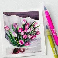 How to Draw Lavenders Using Watercolor Brush Pens - Chalkola Art