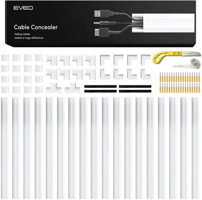 EVEO TV Cord Cover and Cable Concealer Wall Kit - White Cable Hider for Wall Mounted TVs