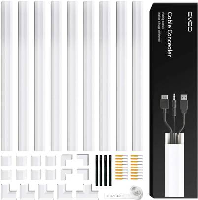 Cable Management 96'' J Channel-6 Pack Cord Cover- Cable Raceway - Cable  Management Under Desk, Adhesive Stripe Built-in 6X16in- Easy to Install  Desk Cord Organizer- Cable management tray White 