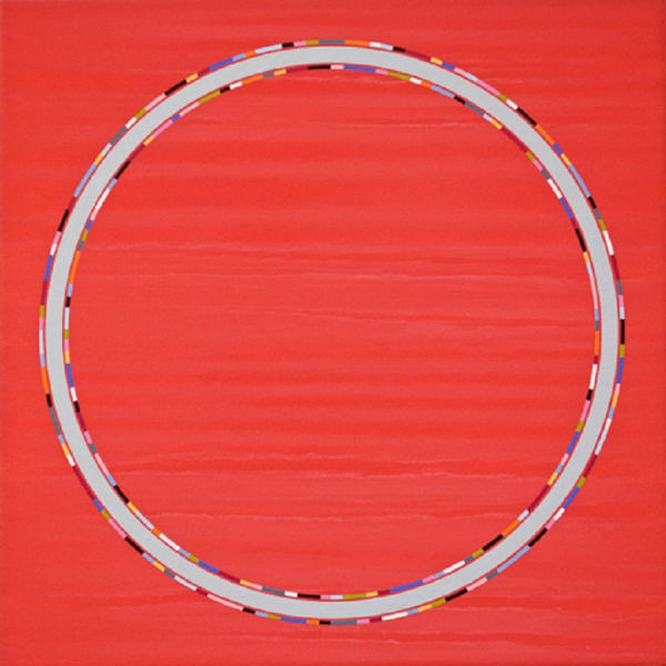 painting of circle on red background