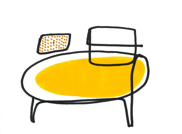 line drawing of yellow chair