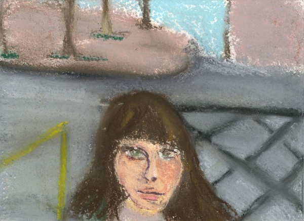 pastel drawing of a woman's face