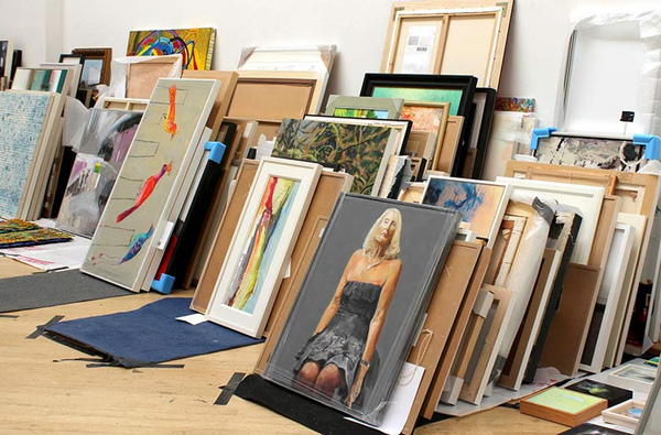 artworks stacked against the wall during RWA selection day