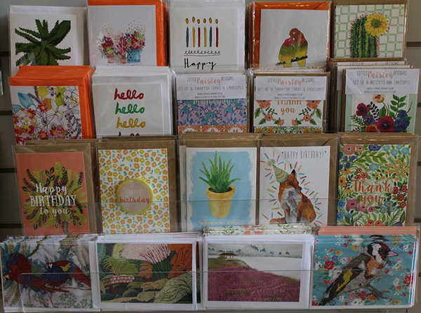 a display of greetings cards