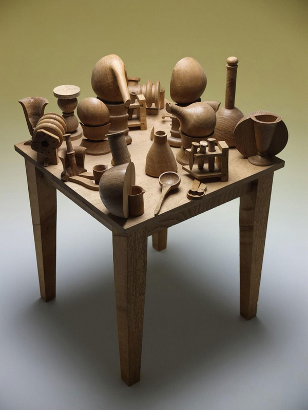 table with with implements on