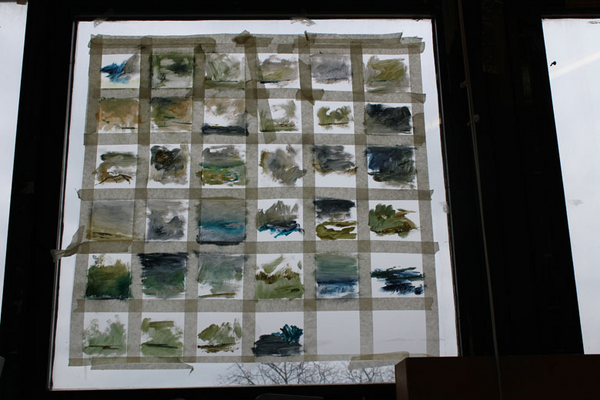 close up photo of some work on the studio window
