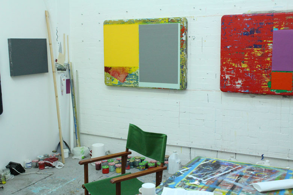 photo of paintings on the wall in stewart geddes studio