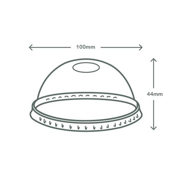 Dome PLA Lid - O-Shape Straw Hole - 96 Series