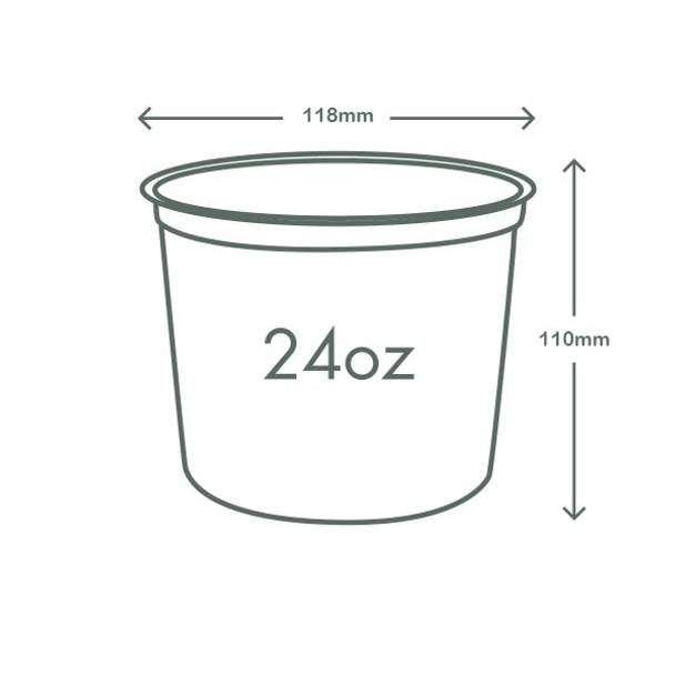 24oz (750ml) Premium PLA Round Deli Container - Clear