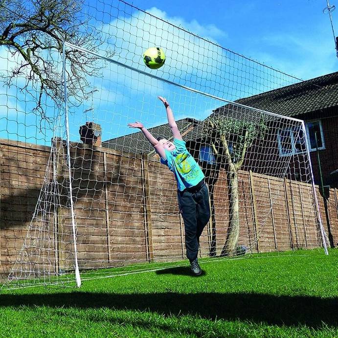 Football goals for kids with backstop net to rebound balls. - Open