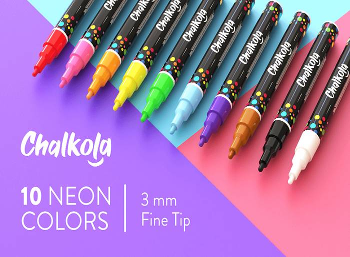 maxtek Neon Dry Erase Markers Fine Tip, Liquid Chalk Markers for  Chalkboard,LED Note Board, Acrylic, First Day of School Board, Glass,  Windows, 1mm