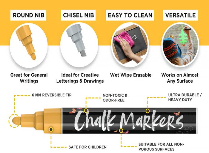 Extra Fine Tip Liquid Chalk Markers (30 Pack 1mm) Pastel + Neon Chalk Pens  - Erasable Dry Erase Marker for Chalkboard, Blackboards, Window, Bistro