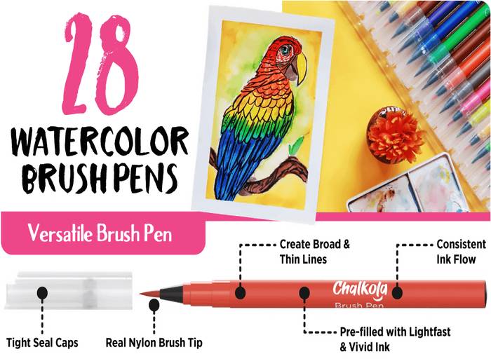 Watercolor Brush Pens vs. Calligraphy Brush Pens - Chalkola - Chalkola Art  Supply