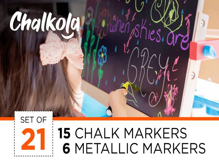 Neon, Classic & Metallic Colors Chalk Markers with 6mm Reversible Nib -  Chalkola Art Supply