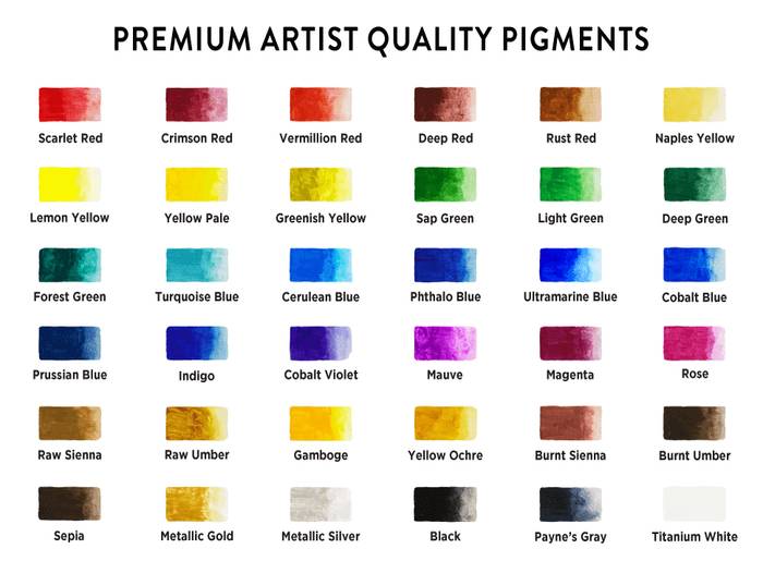 Chalkola 36 Set Of 12ml Watercolor Tubes — The Art Gear Guide