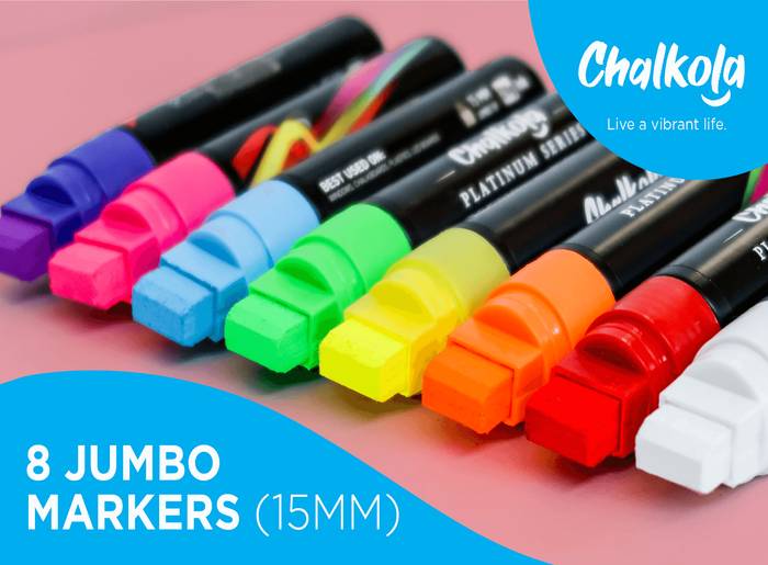 Window Chalk Markers 15mm Nib - Neon & Metallic Colors - Chalkola