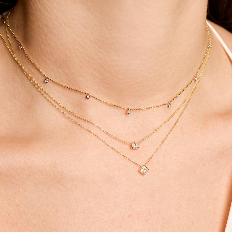 Stone and Strand Teeny Dangling Diamond Bead Chain Necklace