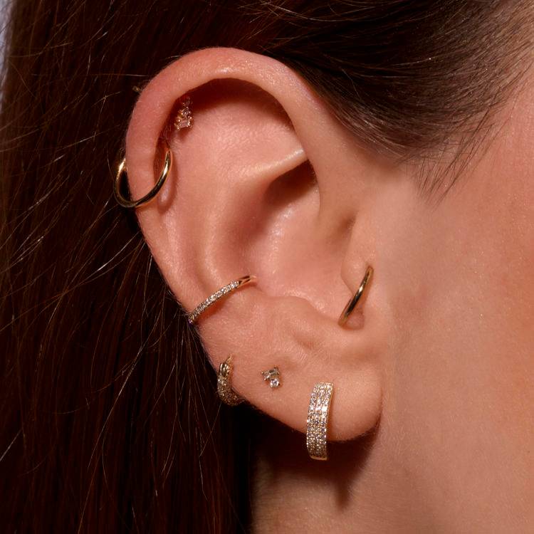 Tiny Diamond and Ear Cuff Chain Earring - STONE AND STRAND