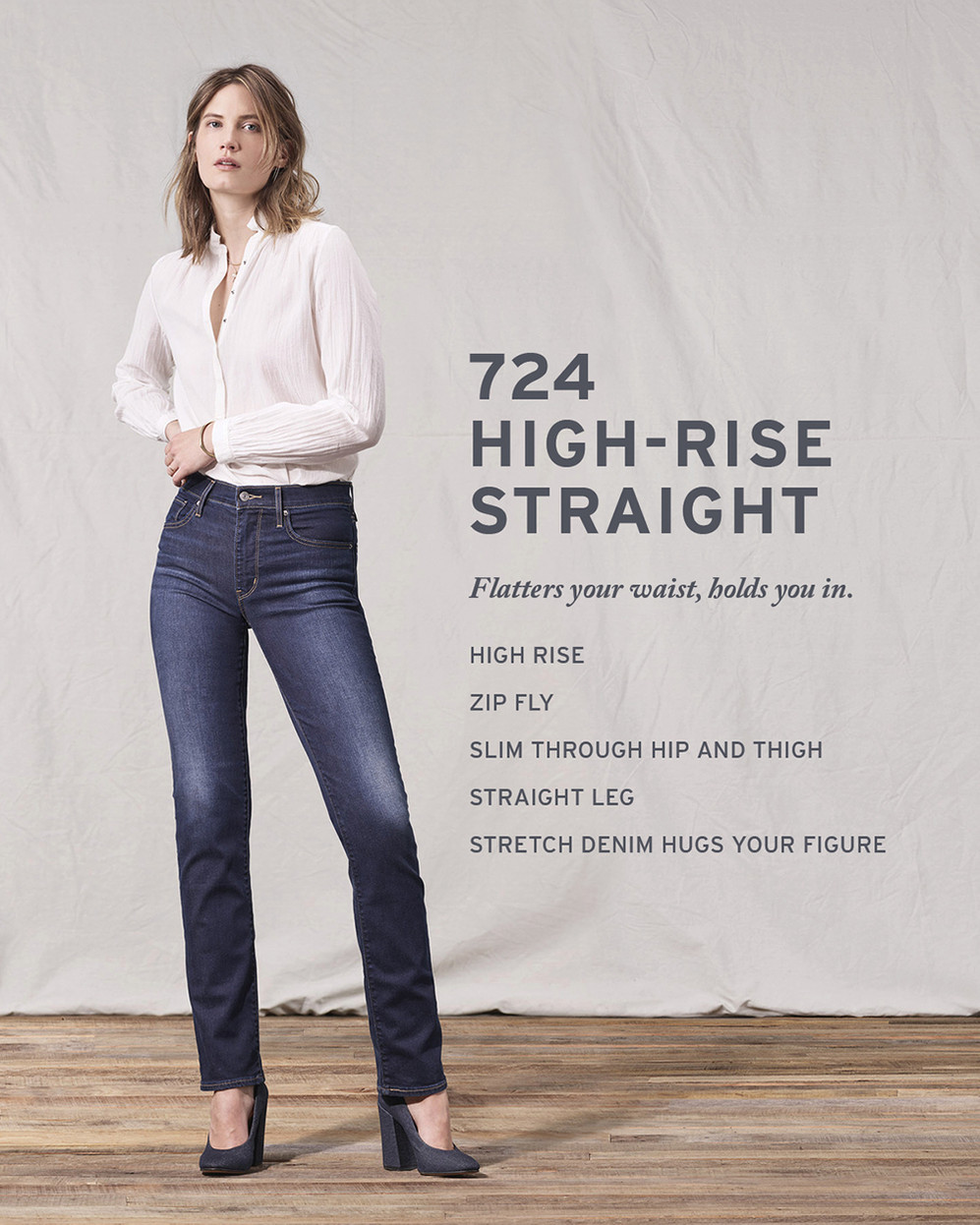 Levi's® 724 High Rise Straight Leg Jeans - Night Is Black | JEANSTORE