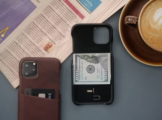 Leather iPhone case with cash storage feature