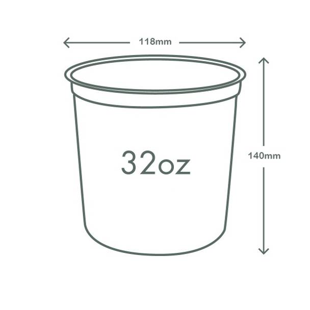 32oz (1000ml) Round container - clear