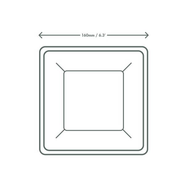 6 inch Square Bagasse Plate - White