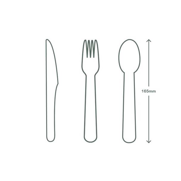 16cm Green CPLA Cutlery Set - Knife, Fork, Spoon, Napkin, Salt & Pepper