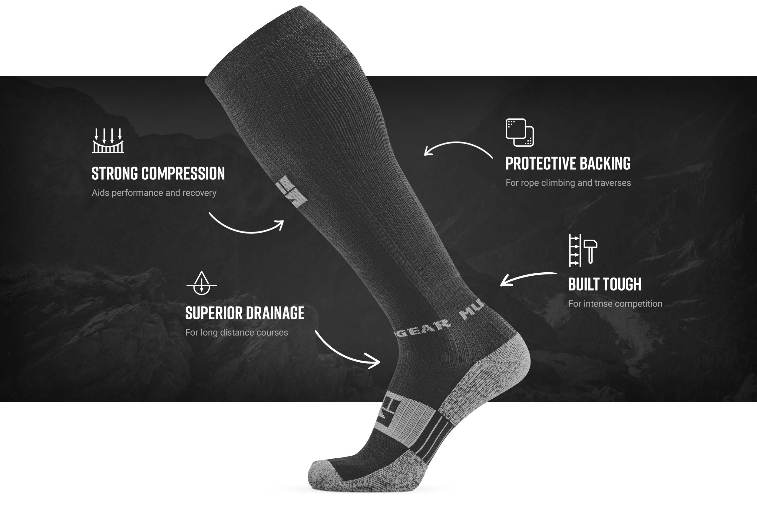 Infographic of Tall Compression Socks (Gray/Gray)