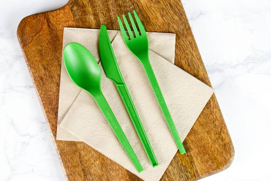 16cm CPLA compostable fork - green