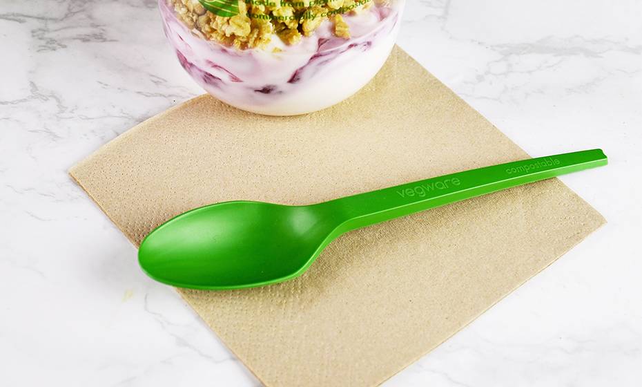 16cm CPLA compostable spoon - green