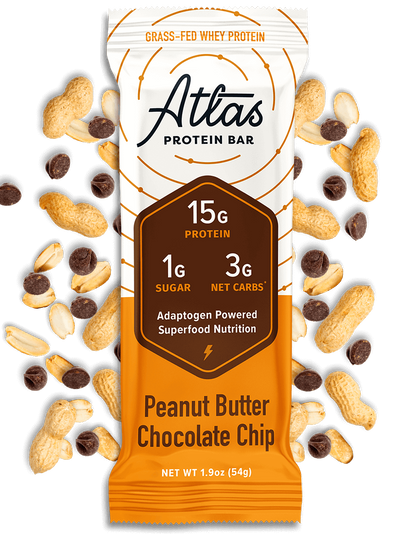 Atlas Bar Peanut Butter Chocolate Chip with ingredients