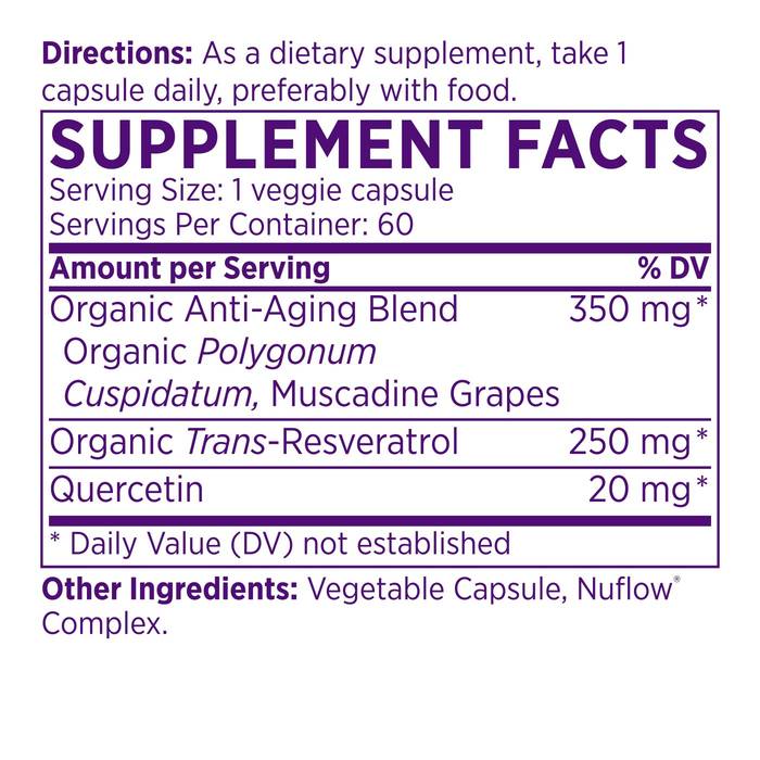 Organic Resveratrol 250 MG supplement facts
