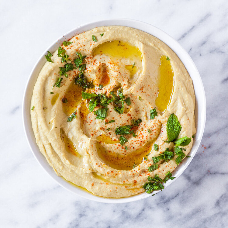 Avocado hummus made with Sonoma Gourmet's garlic herbs olive oil