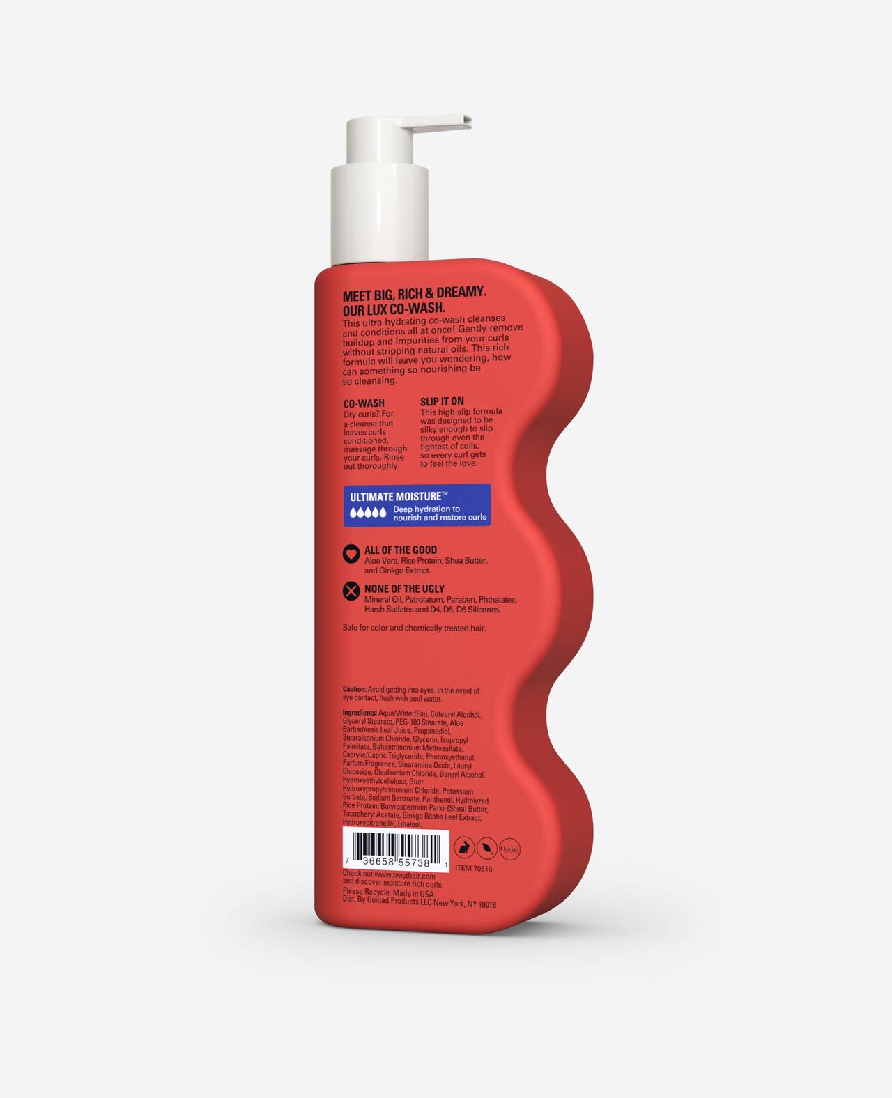 Twist Big Rich & Dreamy Ultra Hydrating Co Wash Conditioner Ultimate Moisture for Curls 16 fl. Oz. back of bottle