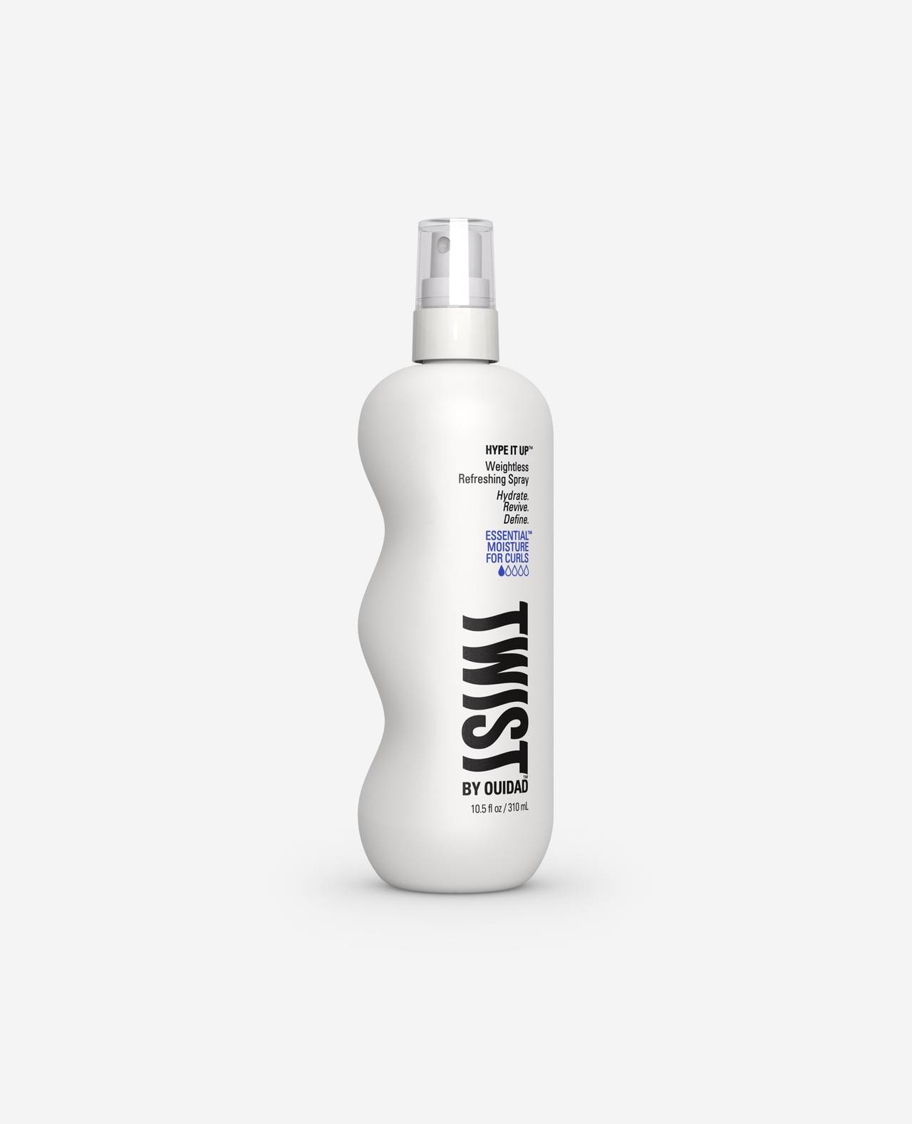 Twist Hype it Up Refreshing Spray Essential Moisture for Curls 10.5 fl. Oz. front of spray bottle 