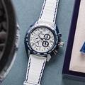 Grand Seiko Chronograph SBGC229 - a white dial wristwatch with a hybrid blue ceramic and titanium case. 
