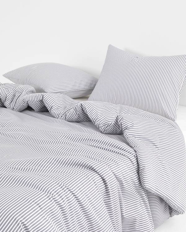 Gray Striped Cotton Pillowcases