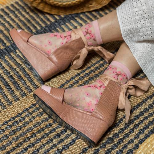 Sock Candy Cherry Blossom flower socks transparent socks sheer floral socks