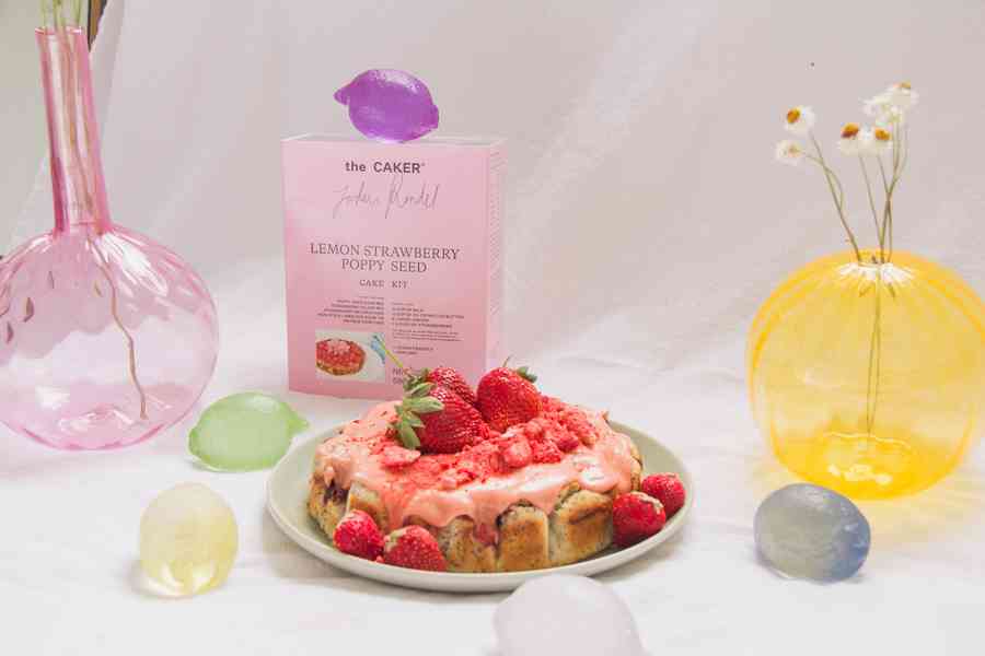 Lemon Strawberry Poppy Seed Cake KitEditorial Image  of person making cake