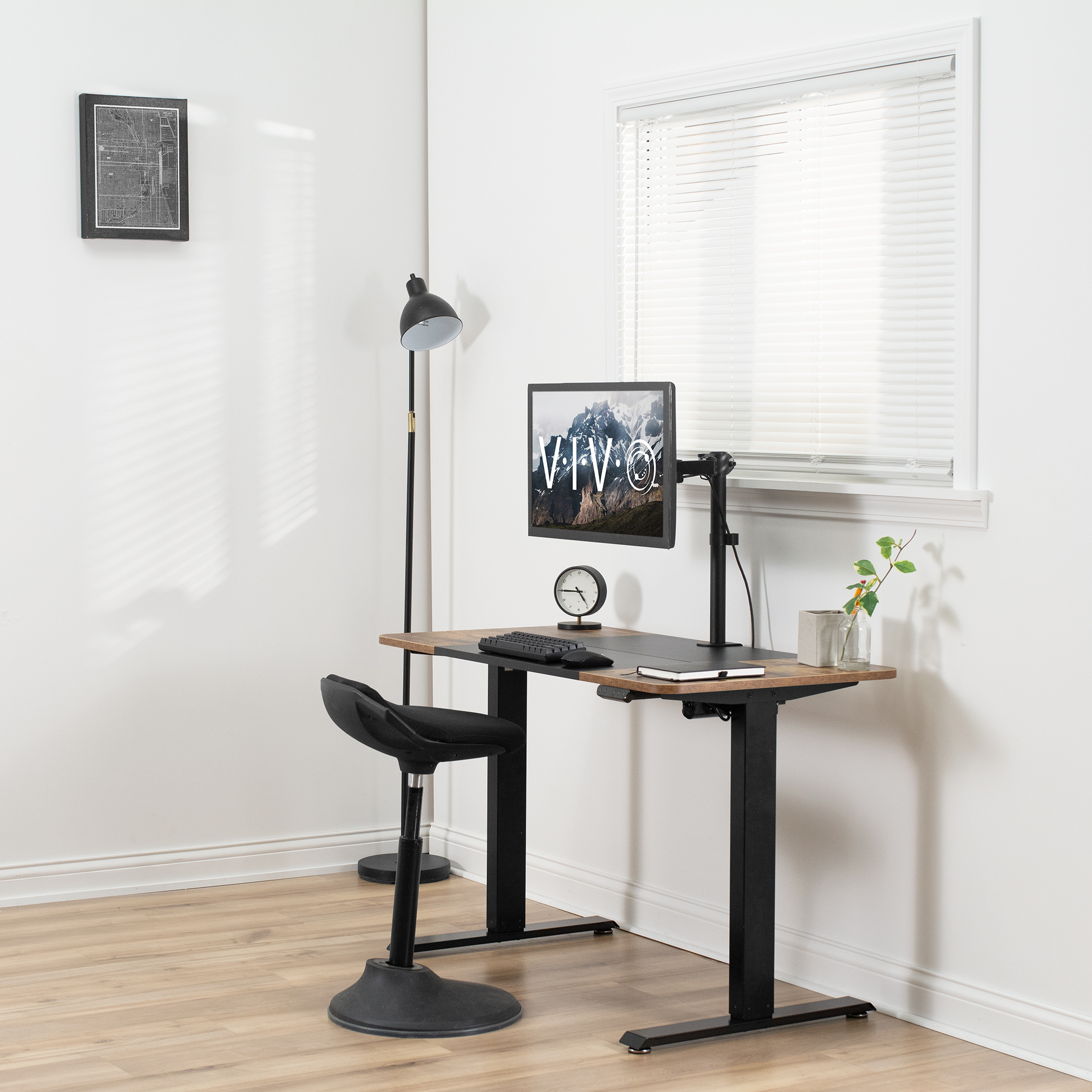 VIVO Black 47"x 24" Electric Sit Stand Desk Height Adjustable Workstation 