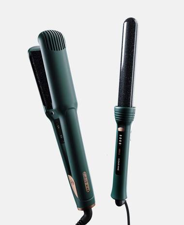 The Evergreen Wide Iron and Curling Wand Styling Set