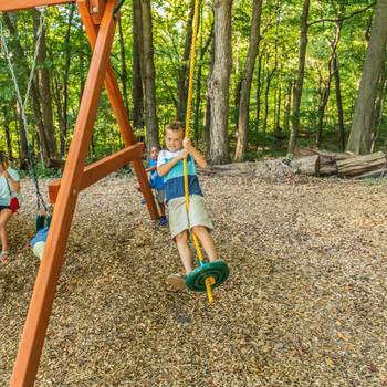 Woodplay playset rope and disc swing 
