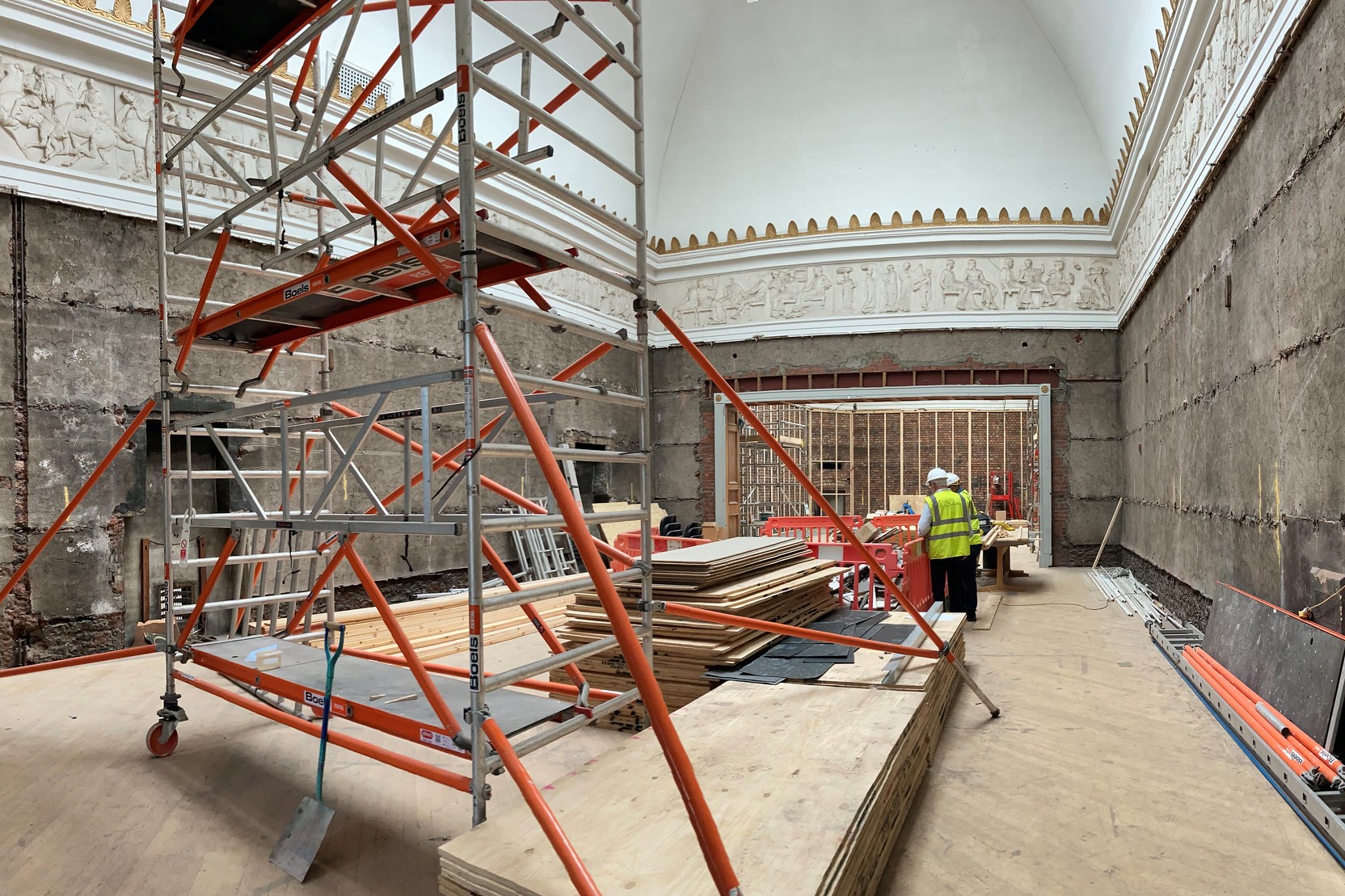 Internal works in RWA galleries with scaffolding 