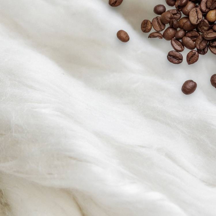Cashmere material with coffee beans