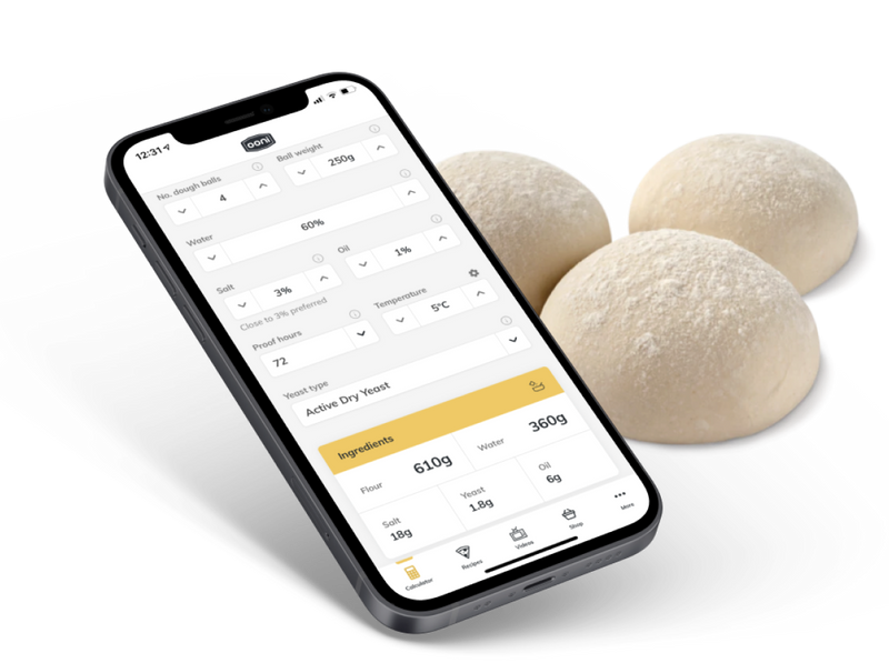 Get the Ooni app for a dough calculator and much more