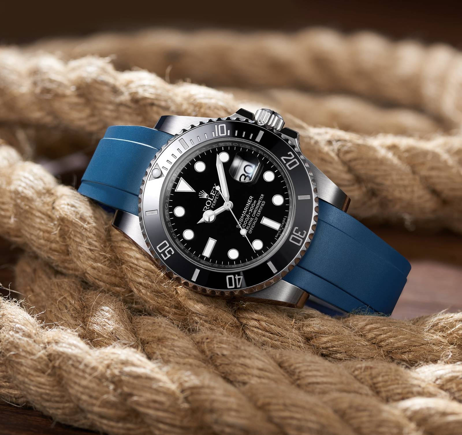 Rolex submariner black rubber strap on sale