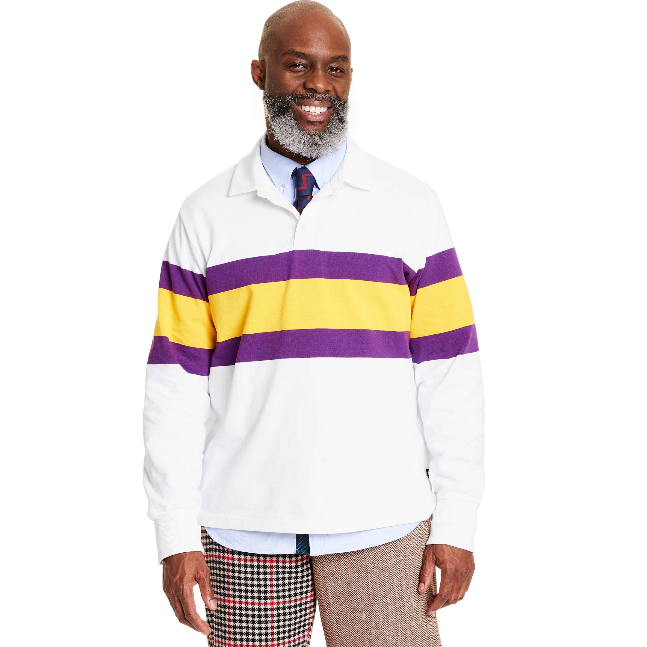 Men's Placed Stripe Collared Long Sleeve Rugby Shirt - Rowing Blazers x Target